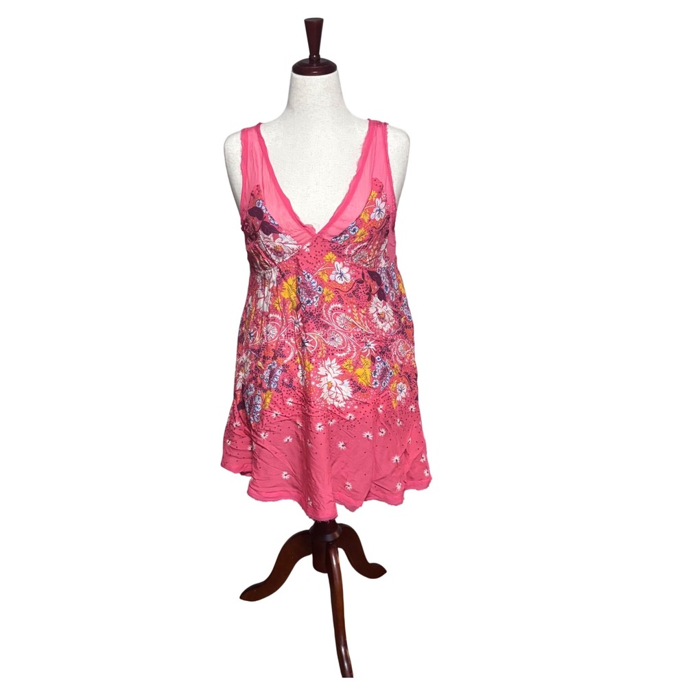 Free People Longwood Slip Dress | Boho Floral Paisley Y2K V-Neck Mini.| Size Med